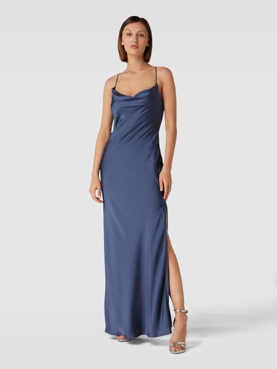 unique Abendkleid mit Wasserfall-Ausschnitt Rauchblau 4