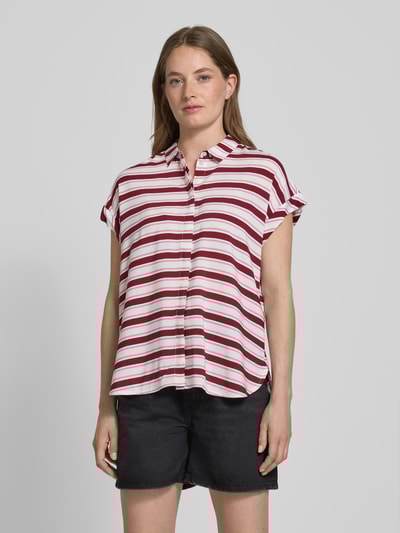 Jake*s Casual Regular fit blouse met streepmotief Donkerrood - 4