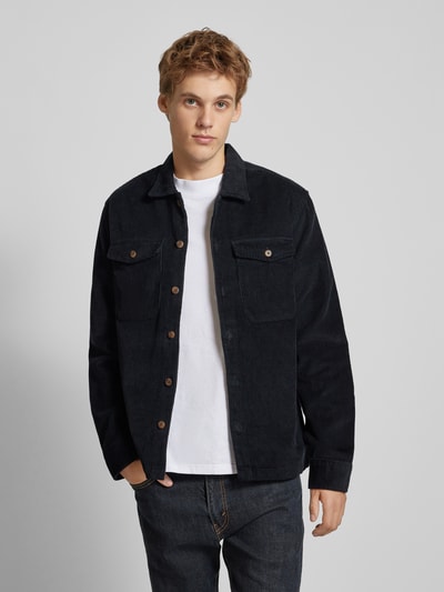 Jack & Jones Regular fit ribcordoverhemd met paspelzakken op de borst, model 'EDDIE' Zwart - 4