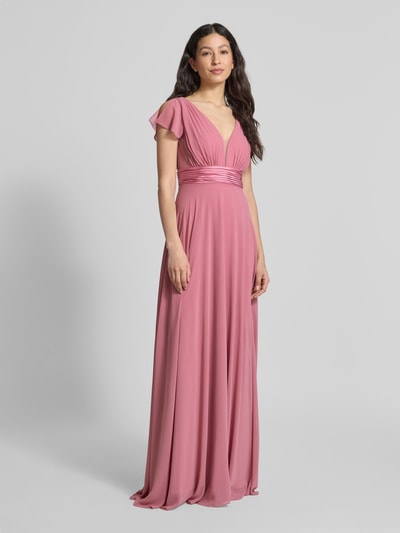 Jake*s Cocktail Abendkleid mit V-Ausschnitt und gelegten Falten Altrosa 1