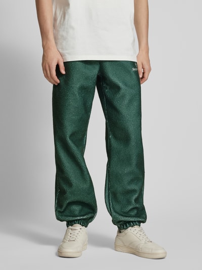 SERGIO TACCHINI Relaxed fit sweatpants met labelstitching, model 'COMO' Olijfgroen - 4