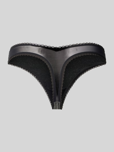 HUGO Stringi z obszyciem koronką model 'LUREX THONG' Czarny 3