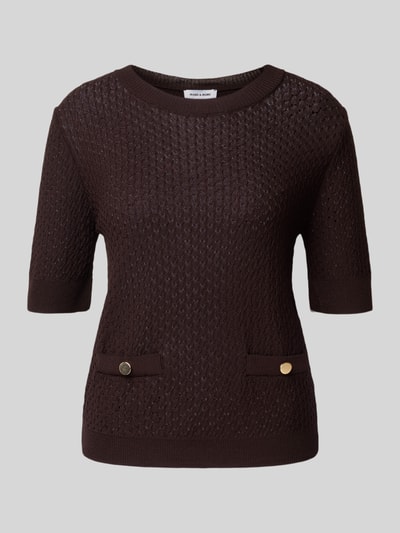 More & More Regular Fit Strickshirt mit Rundhalsausschnitt und 1/2-Arm Schoko 2