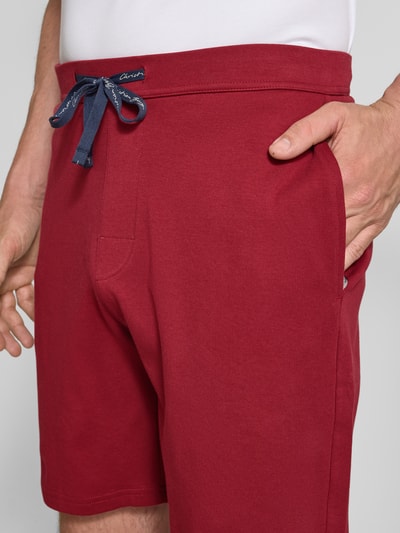 Christian Berg Men Regular fit sweatshorts met tunnelkoord Donkerrood - 3