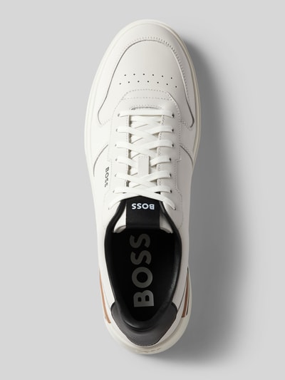 BOSS Sneakers van leer met vetersluiting Wit - 4