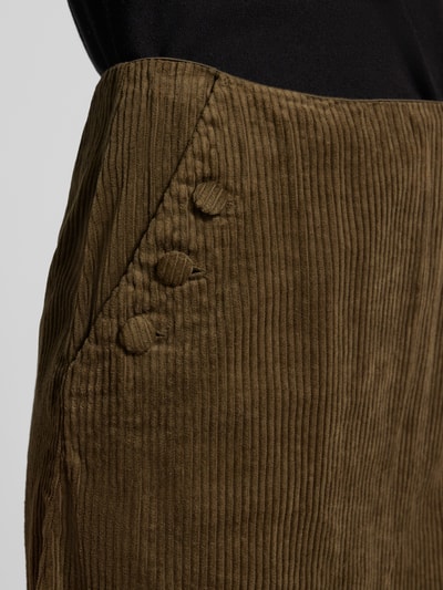 ICHI Regular fit minirok in ribcordlook, model 'Focaro' Olijfgroen - 3