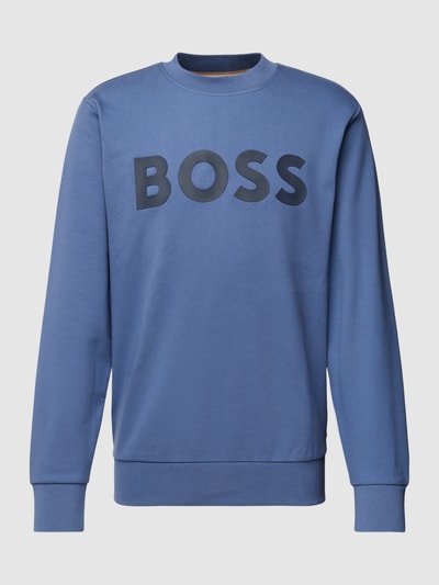 BOSS Bluza z nadrukiem z logo model ‘Soleri’ Błękitny 2