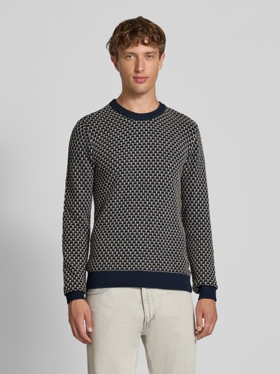 Blend Gebreide pullover met ronde hals, model 'DONG' Donkerblauw - 4