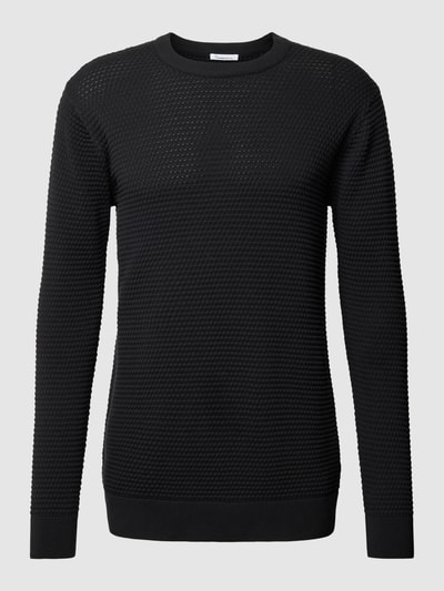 Knowledge Cotton Apparel Strickpullover mit gerippten Abschlüssen Modell 'VAGN' Black 2