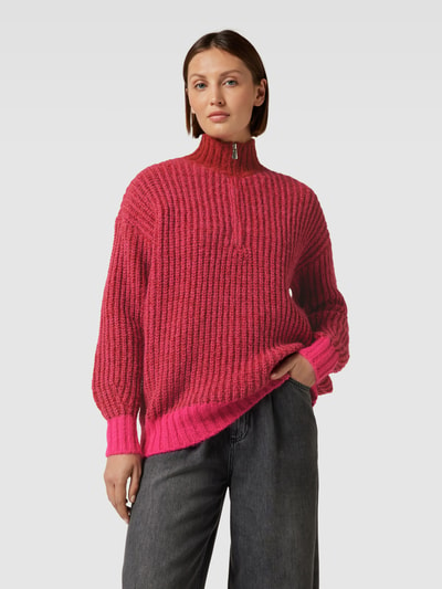 Vero Moda Strickpullover mit überschnittenen Schultern Modell 'CHIARA' Dunkelrot Melange 4