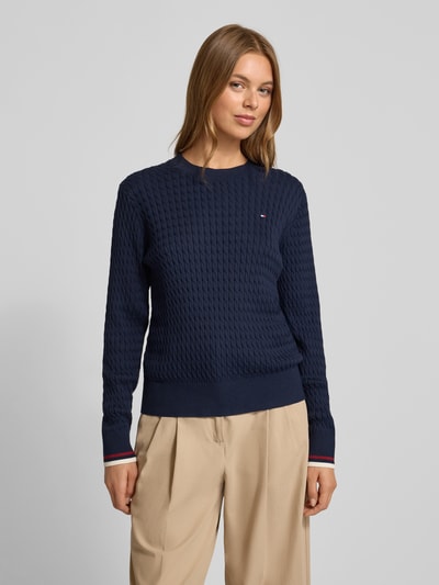 Tommy Hilfiger Regular fit pullover met kabelpatroon Marineblauw - 4