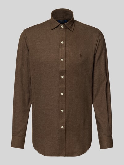 Polo Ralph Lauren Custom Fit Freizeithemd mit Label-Stitching Schoko 2