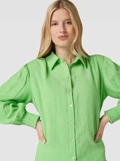 YAS Blouse van katoen met platte kraag, model 'Piro' Groen - 3