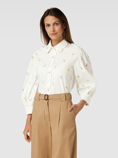 Weekend Max Mara Bluse mit floralen Stitchings Modell 'VILLAR' Weiss 4