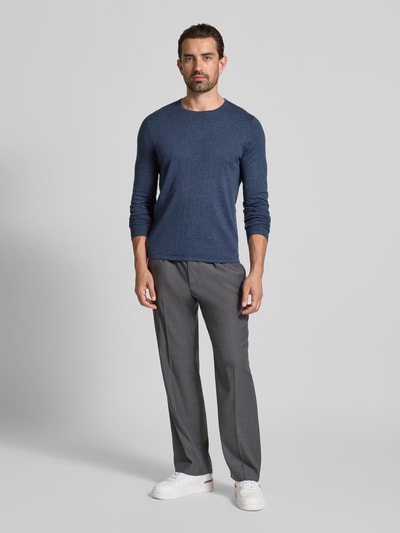 Christian Berg Men Regular fit pullover van puur katoen in gebreide look Marineblauw gemêleerd - 1