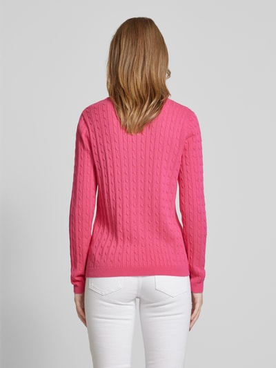 Christian Berg Woman Gebreide pullover met kabelpatroon Felroze - 5