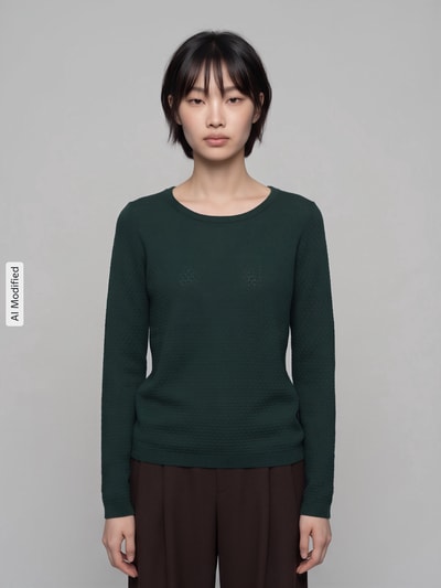 VERO MODA Regular fit pullover van puur katoen model 'CARE' Donkergroen - 4