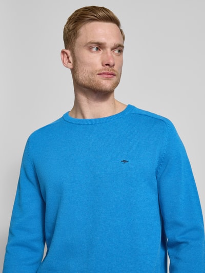 Fynch-Hatton Strickpullover mit Logo-Stitching Blau 3