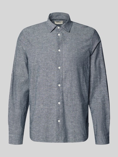 Produktfoto, Regular Fit Freizeithemd mit Kentkragen Modell 'ABAN' von Blend, blau meliert, Knopfleiste, glatte Textur, Herrenhemd
