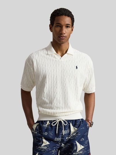 Polo Ralph Lauren Relaxed Fit Poloshirt aus reiner Baumwolle in Strick-Optik Weiss 4