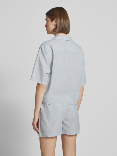 Tommy Jeans Relaxed Fit Hemdbluse aus Baumwoll-Leinen-Mix Hellblau 5
