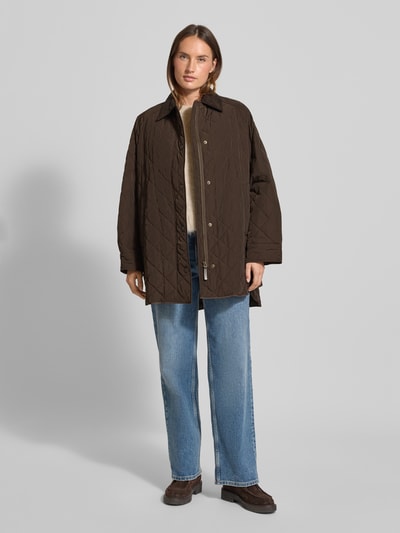 Weekend Max Mara Płaszcz pikowany o kroju oversized z kołnierzem sztruksowym model 'PEPATO' Czekoladowy 1