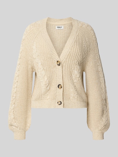 Only Relaxed Fit Cardigan aus Baumwoll-Mix Modell 'ROSIE' Ecru 2
