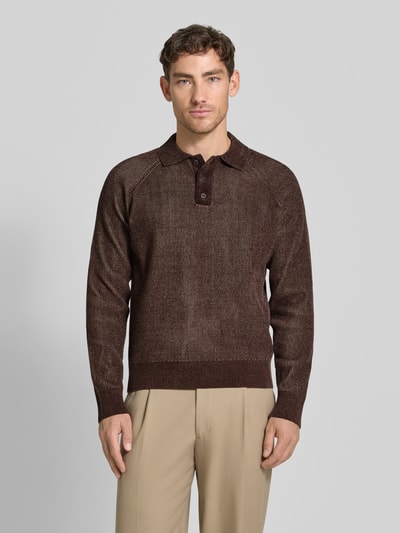 JAKE*S STUDIO MEN Strickpullover mit Polokragen Schoko 4