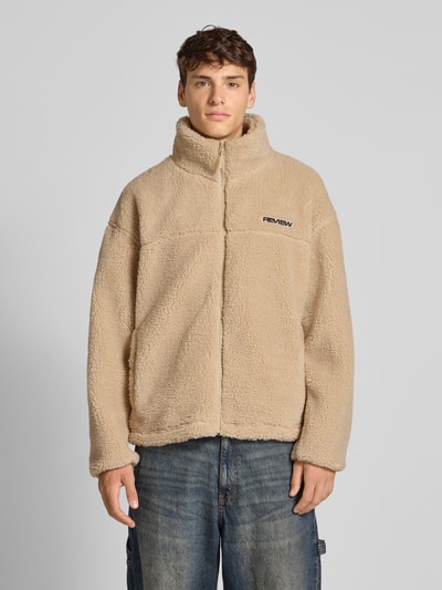 REVIEW Fleecejacke mit Stehkragen und Label-Detail Ecru 4