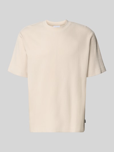 Produktfoto, T-shirt met riblook Model 'HARRISON' van JACK & JONES, puur katoen, los model, ronde hals, ruglengte maat M 68 cm