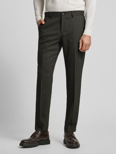 SELECTED HOMME Slim fit stoffen broek met persplooien, model 'NEIL' Olijfgroen - 4