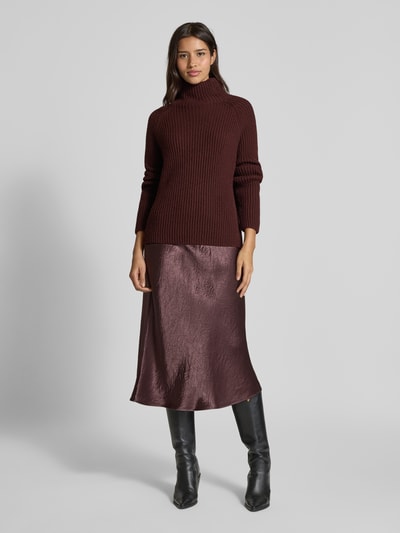 MM Midi-Rock aus Satin Modell 'ALESSIO' Aubergine 1