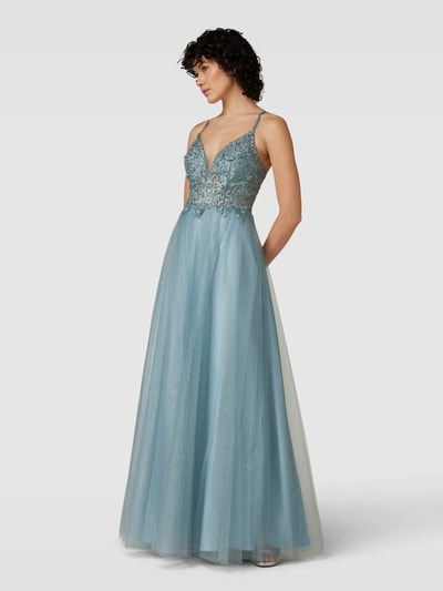 Luxuar Abendkleid mit floraler Spitze Mint 1