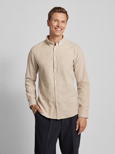 Lindbergh Freizeithemd mit Button-Down-Kragen Sand 4