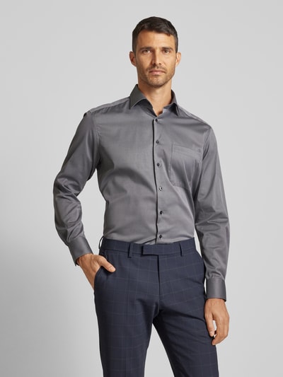 Eterna Comfort fit zakelijk overhemd van twill Jeansblauw - 4