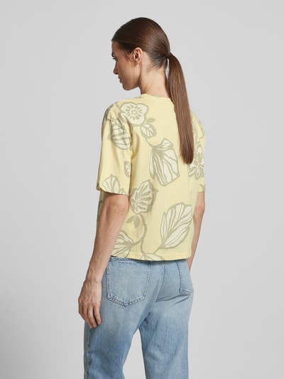 JAKE*S STUDIO WOMAN T-shirt met geribde ronde hals Pastelgeel - 5