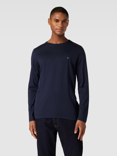 Fynch-Hatton Shirt met lange mouwen en logodetail Marineblauw gemêleerd - 4