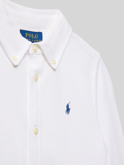 Produktfoto, Regular Fit Freizeithemd aus reiner Baumwolle von Polo Ralph Lauren Kids, Optik: Unifarben, Piqué-Struktur, Logo-Stitching, langarm, Button-Down-Kragen