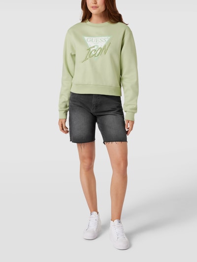 Guess Sweatshirt mit Logo-Print Modell 'CN ICON' Schilf 1