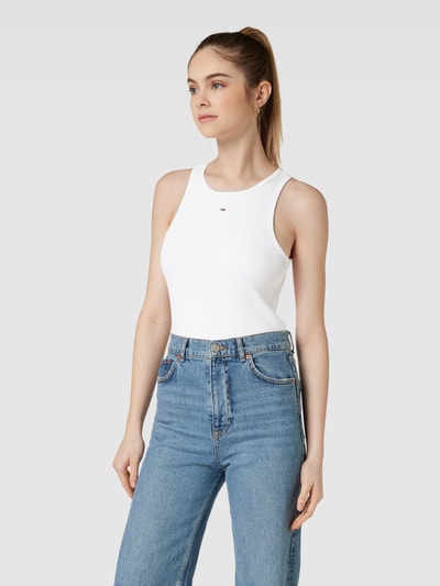 Tommy Jeans Tanktop in Ripp-Optik Modell 'ESSENTIAL' Weiß 4
