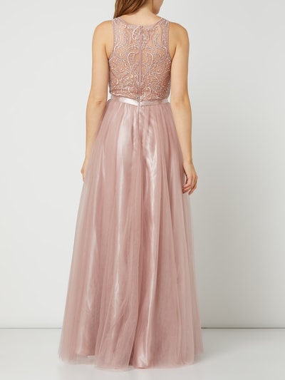 Luxuar Abendkleid aus Tüll mit Stickereien  Mauve 4