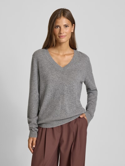 Christian Berg Woman Gebreide pullover met V-hals Grafiet gemêleerd - 4