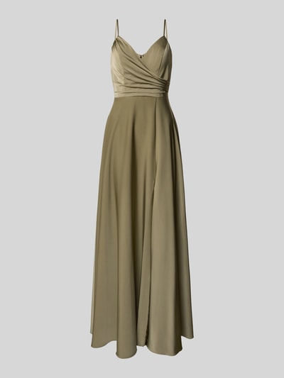 Laona Abendkleid mit V-Ausschnitt und Raffungen Oliv 2