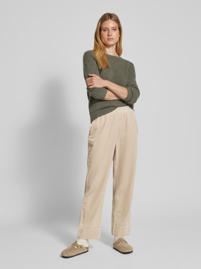 mbyM Straight leg stoffen broek met structuurmotief, model 'Berinna' Beige - 1