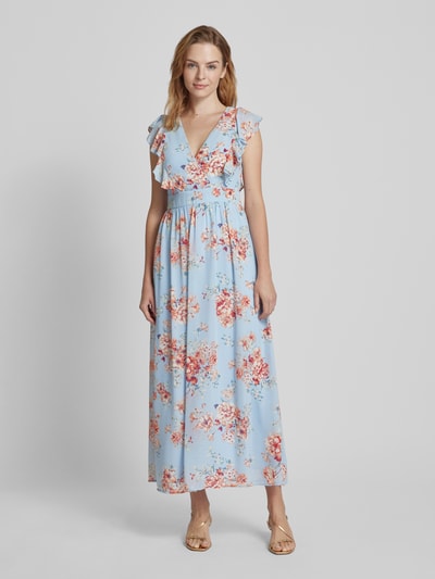 Vila Maxi-jurk met bloemenprint, model 'KARIN' Lichtblauw - 4