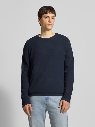 Jack & Jones Gebreide pullover met geribde ronde hals, model 'GEORGE' Marineblauw - 4