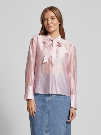 Stefanel Regular fit blouse met strikdetail Oudroze - 4