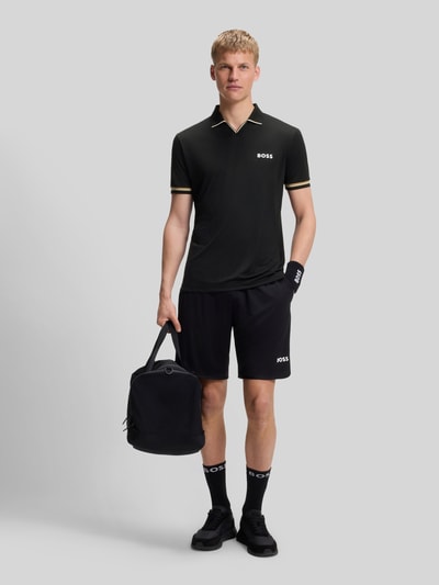 BOSS Green Koszulka polo o kroju slim fit z nadrukiem z logo model 'PL_TOC SERVE 2' Czarny 1