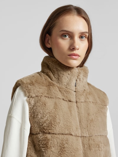 Only Kort gilet met opstaande kraag, model 'VIDA' Hazelnoot - 3