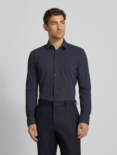 BOSS Slim Fit Businesshemd mit Allover-Muster Modell 'HANK' Marine 4